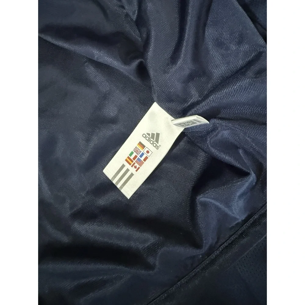 Adidas Mens Navy Blue Three Stripe Full Zip Mesh Track Jacket Mock Neck XL